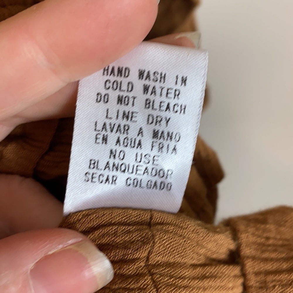 Entro Boho Tan embroidered long sleeve top size M - Picture 5 of 5